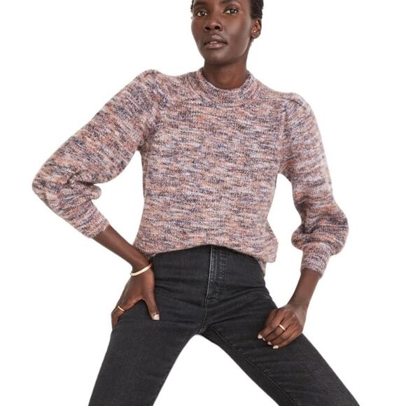 Madewell NWT Space-Dyed Eaton Puff-Sleeve Pullover Sweater Size S Wool Blend - Picture 1 of 11